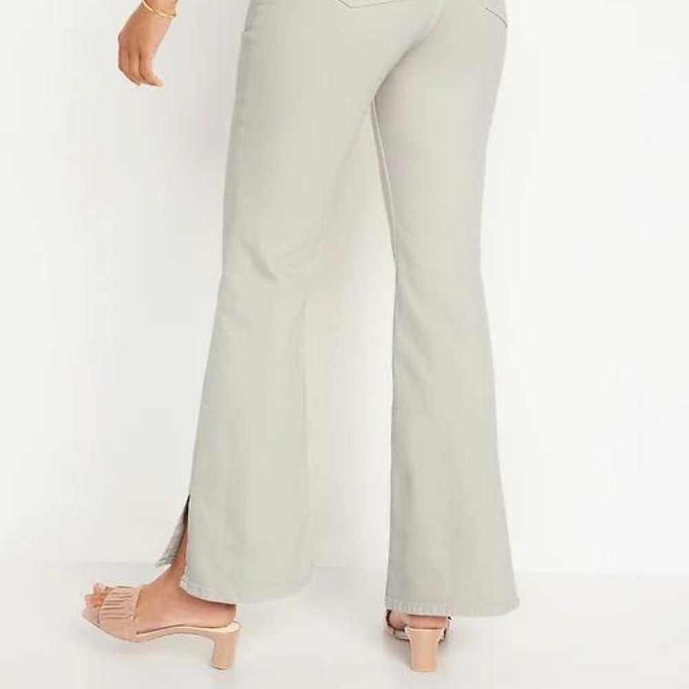 Old Navy Higher High-Rise Off-White Side-Split Flare Jeans for Women New - Picture 4 of 12
